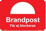 106787 Brandpost Får ej blockeras - Skylt i plast - A5[148x210mm]