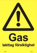 106834 Gas Iakttag försiktigthet - Skylt i plast - A4(210x297mm)