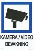 107435 Kamera/video bevakning - Skylt i plast - 210x297mm