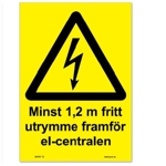 107557 Minst 1,2 m fritt framför el-centralen - Dekal i plast - A5[148x210mm