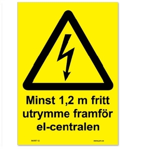 107557 Minst 1,2 m fritt framför el-centralen - Dekal i plast - A5[148x210mm