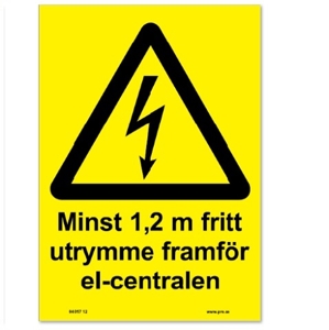 107557 Minst 1,2 m fritt framför el-centralen - Dekal i plast - A5[148x210mm