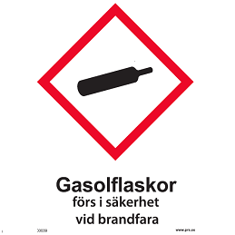 106839-H Gasolflaskor förs i säkerhet vid brandfara - Dekaler och skyltar