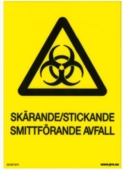 107896-H Skärande/stickande mittförande avfall - Dekaler och skyltar