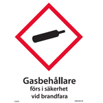 106837-H Gasbehållare förs i säkerhet vid brandfara - Dekaler och skyltar