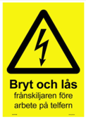 106922-H Bryt och lås frånskiljaren före arbete på telfern -Skyltar och dek